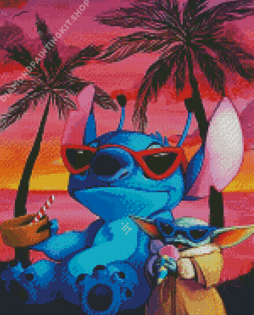 Baby Stitch On Beach Diamond Painting