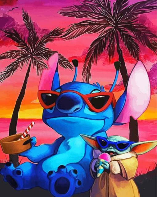 Baby Stitch On Beach Diamond Painting