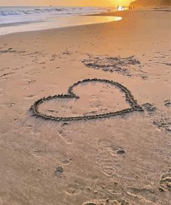 Beach Heart Sunset Diamond Painting