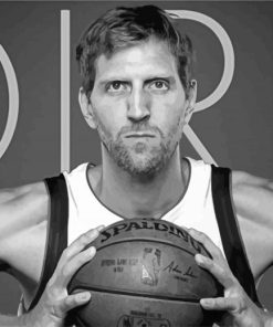 Black And White Dirk Nowitzki Diamond Painting