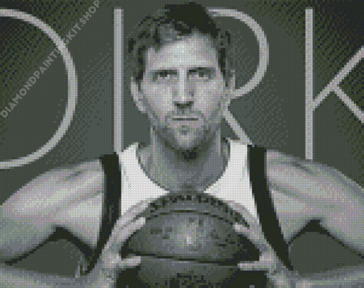 Black And White Dirk Nowitzki Diamond Painting