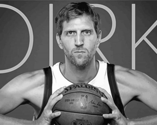 Black And White Dirk Nowitzki Diamond Painting