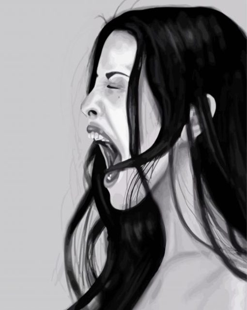 Black And White Woman Screaming Diamond Painting