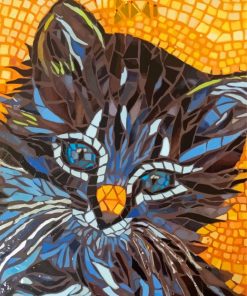 Black Mosaic Cat Diamond Painting