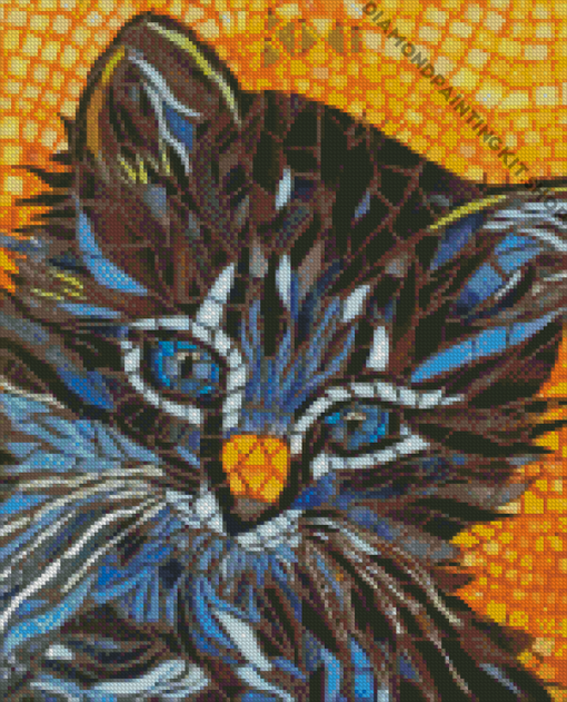 Black Mosaic Cat Diamond Painting