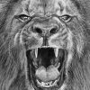 Black And White Lion Roaring Art Diamond Painting