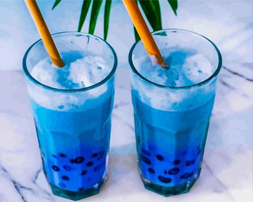 Blue Bubble Tea Diamond Painting