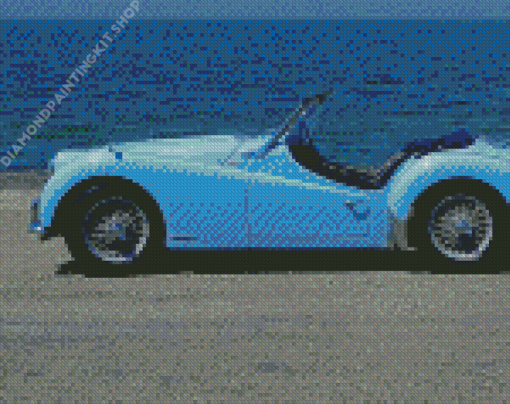 Blue Triumph Tr3 Car Diamond Painting