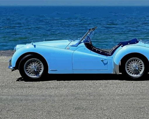 Blue Triumph Tr3 Car Diamond Painting