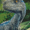 Blue Velociraptor Jurassic World Diamond Painting