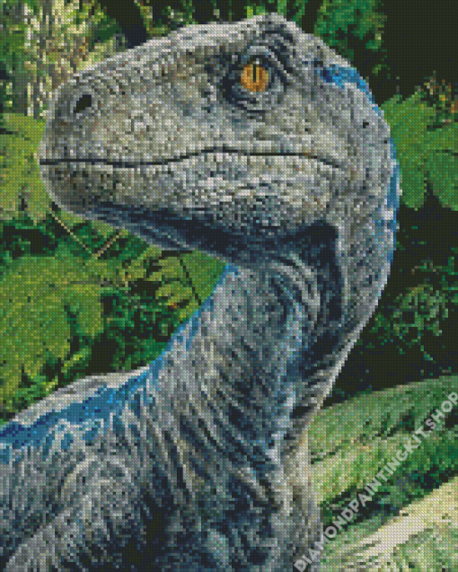 Blue Velociraptor Jurassic World Diamond Painting