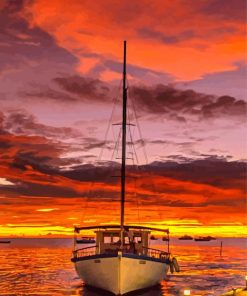 Boat Sunset Diamond Painting