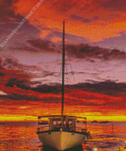 Boat Sunset Diamond Painting