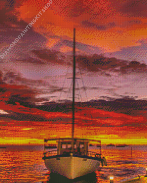 Boat Sunset Diamond Painting