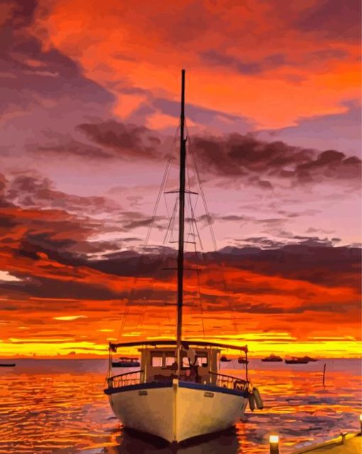 Boat Sunset Diamond Painting