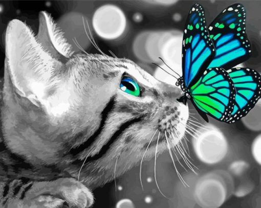 Butterfly On Cat Diamond Painting