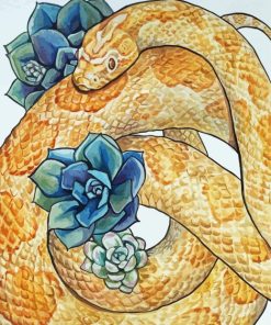 Corn Snake And Flowers Diamond Painting