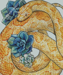 Corn Snake And Flowers Diamond Painting