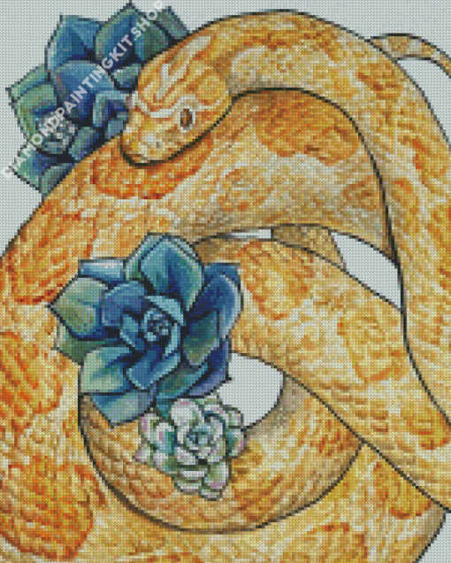 Corn Snake And Flowers Diamond Painting