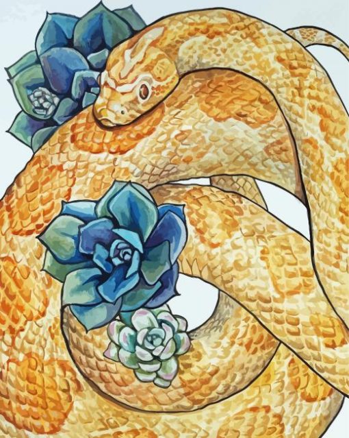 Corn Snake And Flowers Diamond Painting