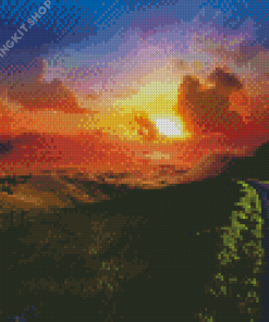 Country Landscape Sunset Diamond Painting