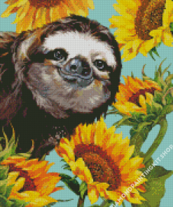 Cute Sloth And Sunflowers Art Diamond Painting