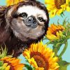 Cute Sloth And Sunflowers Art Diamond Painting