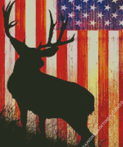 Deer Silhouette With American Flag Diamond Painting