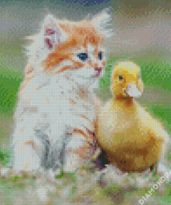 Duck And Cat Animals Diamond Painting