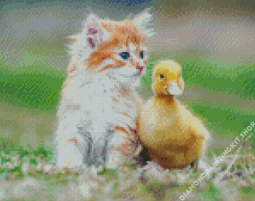 Duck And Cat Animals Diamond Painting