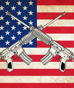 Flag With Guns Diamond Painting