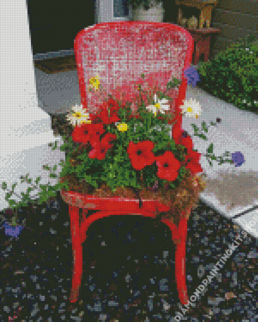 Flowers On Chair Diamond Painting