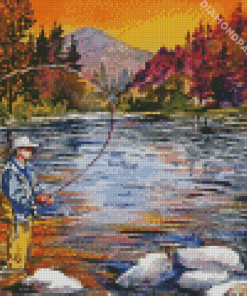 Fly Fishing At Sunset Diamond Painting