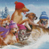 Funny Dogs In Snow Diamond Painting