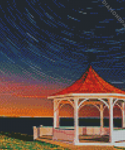 Gazebo By The Sea At Night Diamond Painting