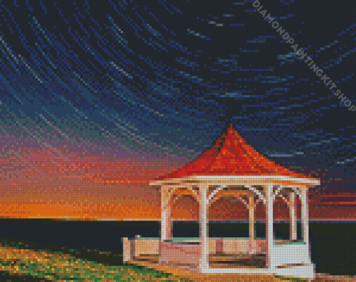 Gazebo By The Sea At Night Diamond Painting