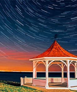 Gazebo By The Sea At Night Diamond Painting