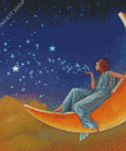 Girl Sitting On Moon Diamond Painting