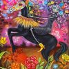 Girl With Black Horse Art Diamond Painting