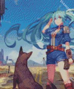 Girl With Dog Anime Diamond Painting