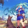 Girl With Dog Anime Diamond Painting