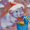 Grey Christmas Mouse Diamond Painting