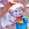 Grey Christmas Mouse Diamond Painting