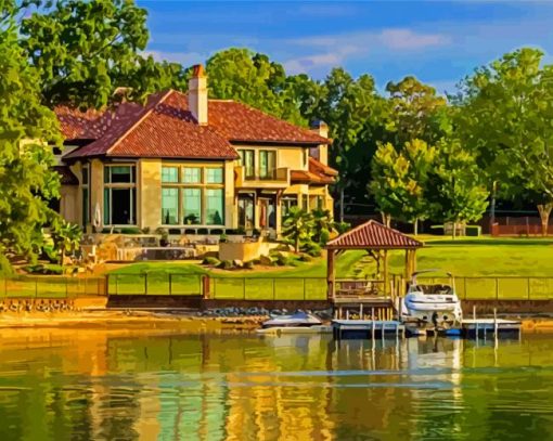 House By A Lake Diamond Painting