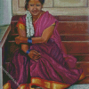 Indian Lady On Stair Diamond Painting