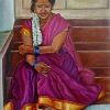 Indian Lady On Stair Diamond Painting