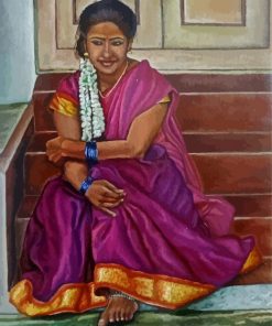 Indian Lady On Stair Diamond Painting