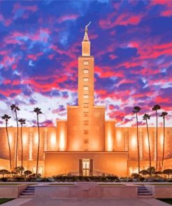 Los Angeles Temple At Sunset Diamond Painting