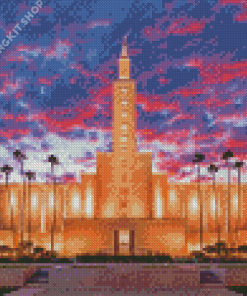 Los Angeles Temple At Sunset Diamond Painting