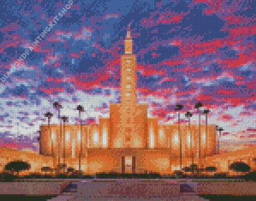 Los Angeles Temple At Sunset Diamond Painting